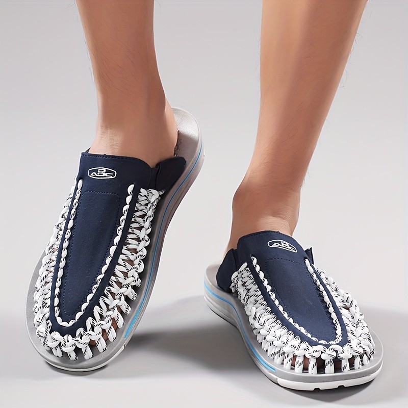 Men's Handmade Woven Slippers for Outdoor Leisure