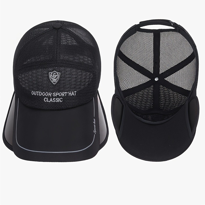 ROORUNS Summer Extended Adjustable Brim Mesh Hat for Men and Women