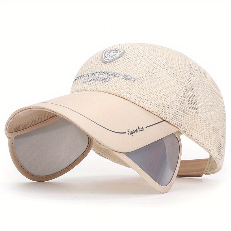 ROORUNS Summer Extended Adjustable Brim Mesh Hat for Men and Women