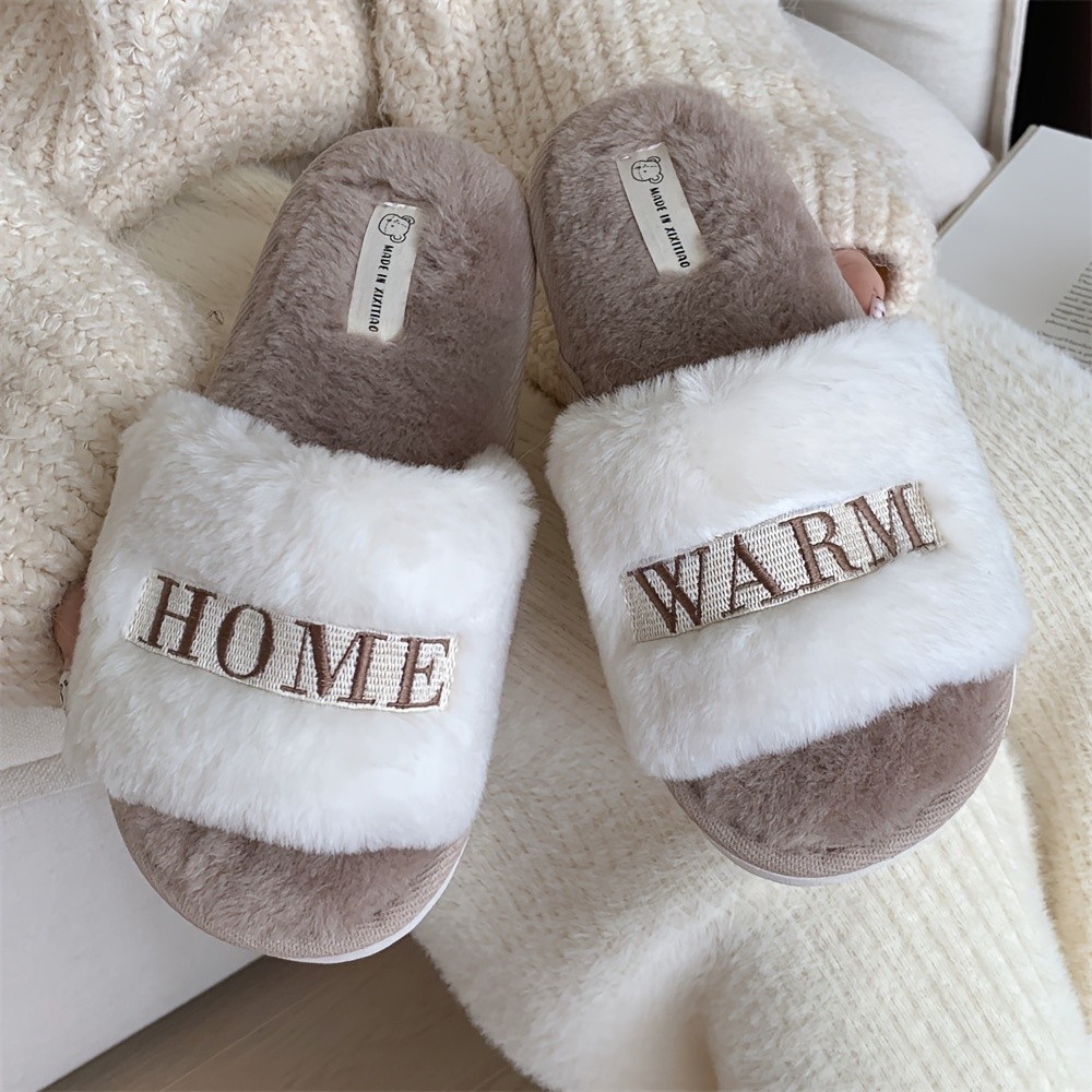XIXITIAO Stylish and Minimalist Home Fluffy Slippers for Women