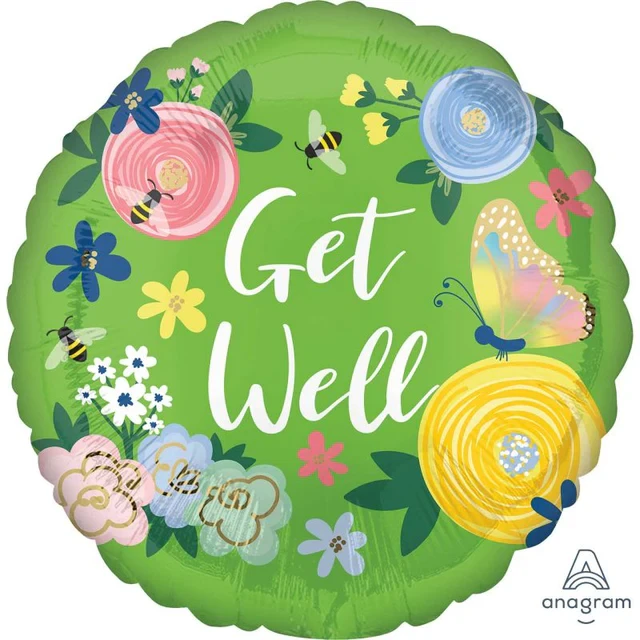 Foil Balloon - Standard HX Get Well Floral Garden (45cm)