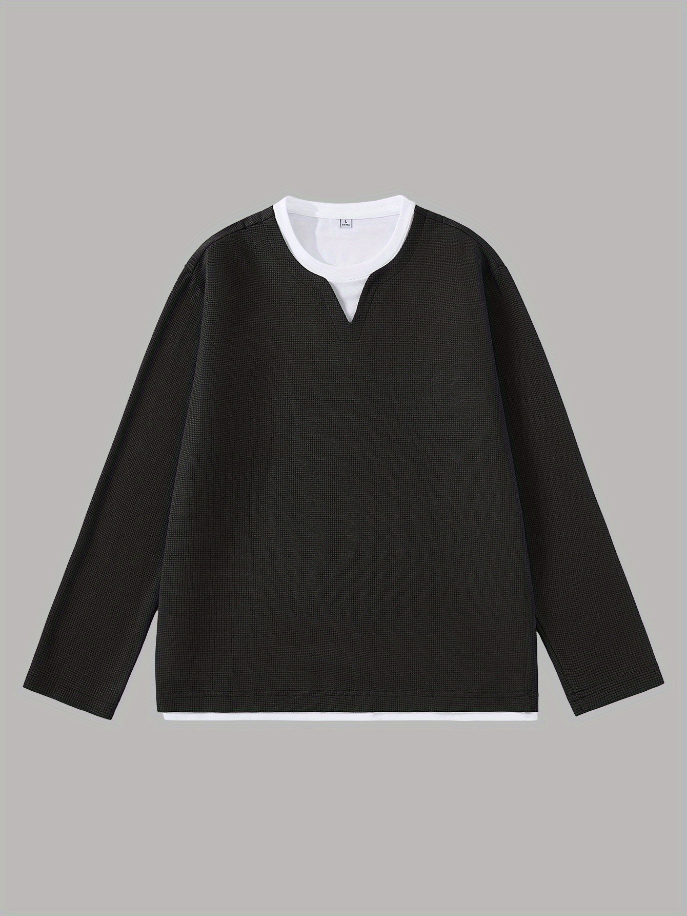 Jeanswest Mens Fashion Waffle Knit Long Sleeve T-Shirt