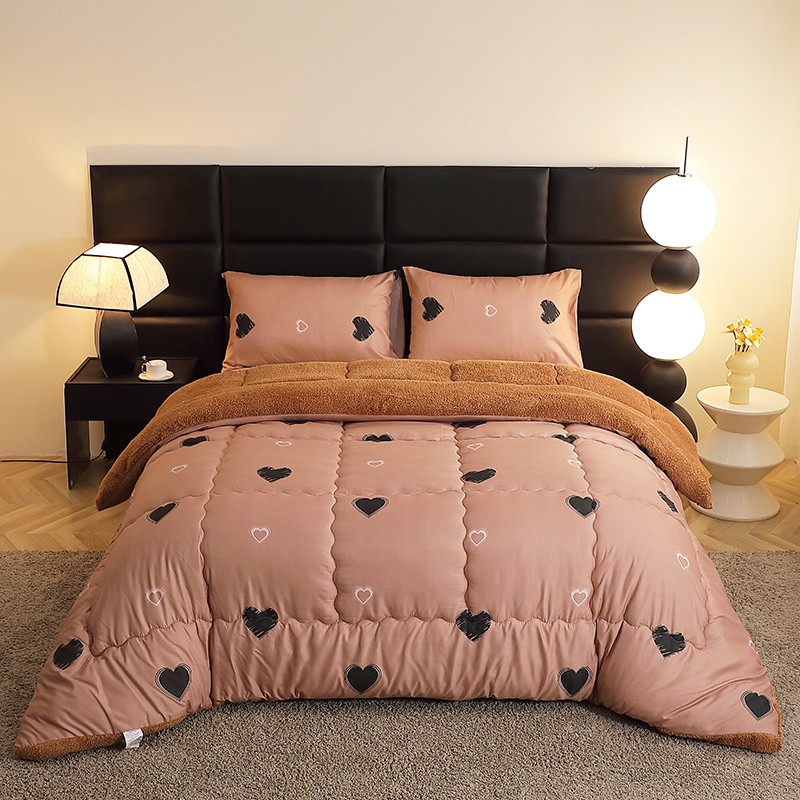 LIKON Warm Crystal Velvet Milk Velvet Solid Color Thermal Blanket and Thickened Quilt, Light Beige