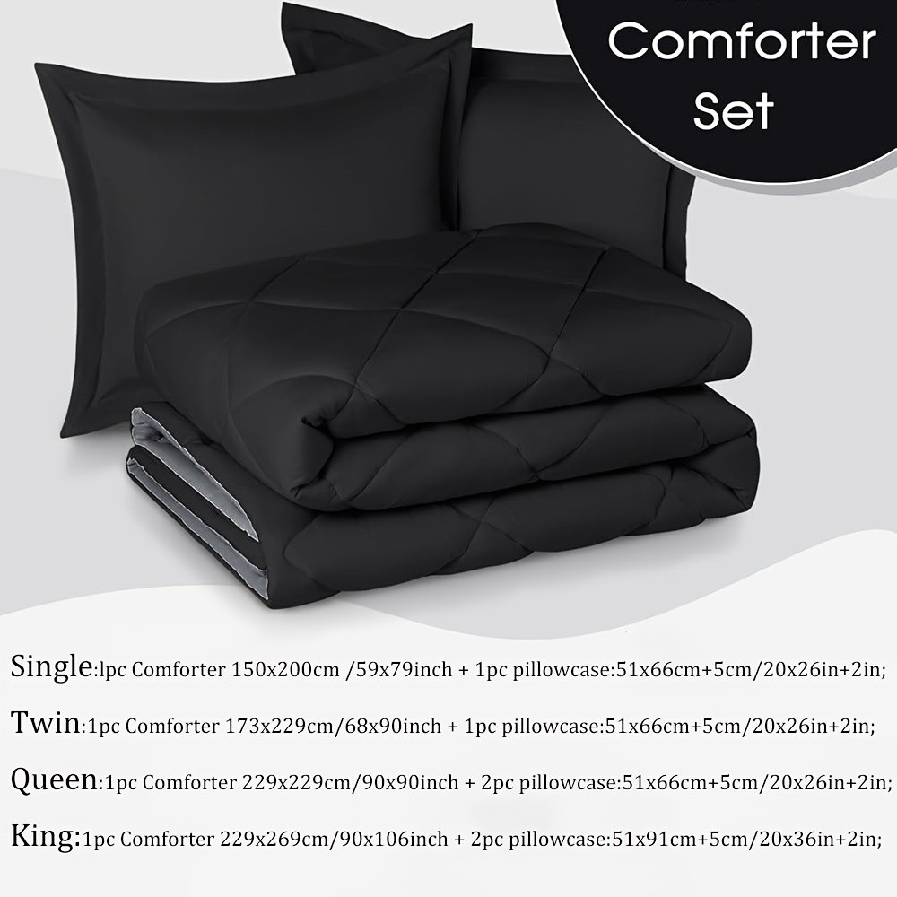 WQSPRING 2/3pcs Reversible Comforter Set