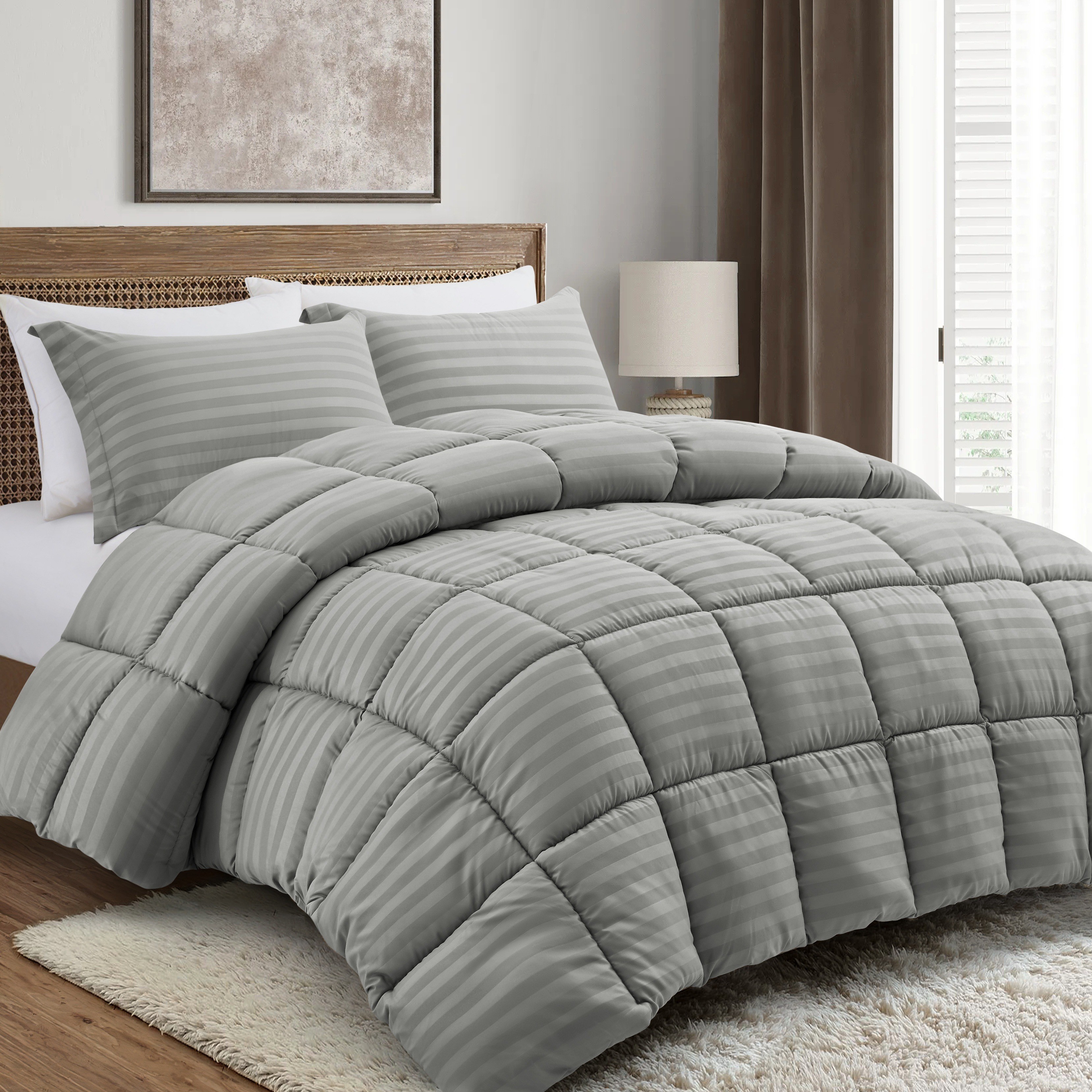 WQSPRING Luxury Quilted Comforter & Pillowcase Bedspread