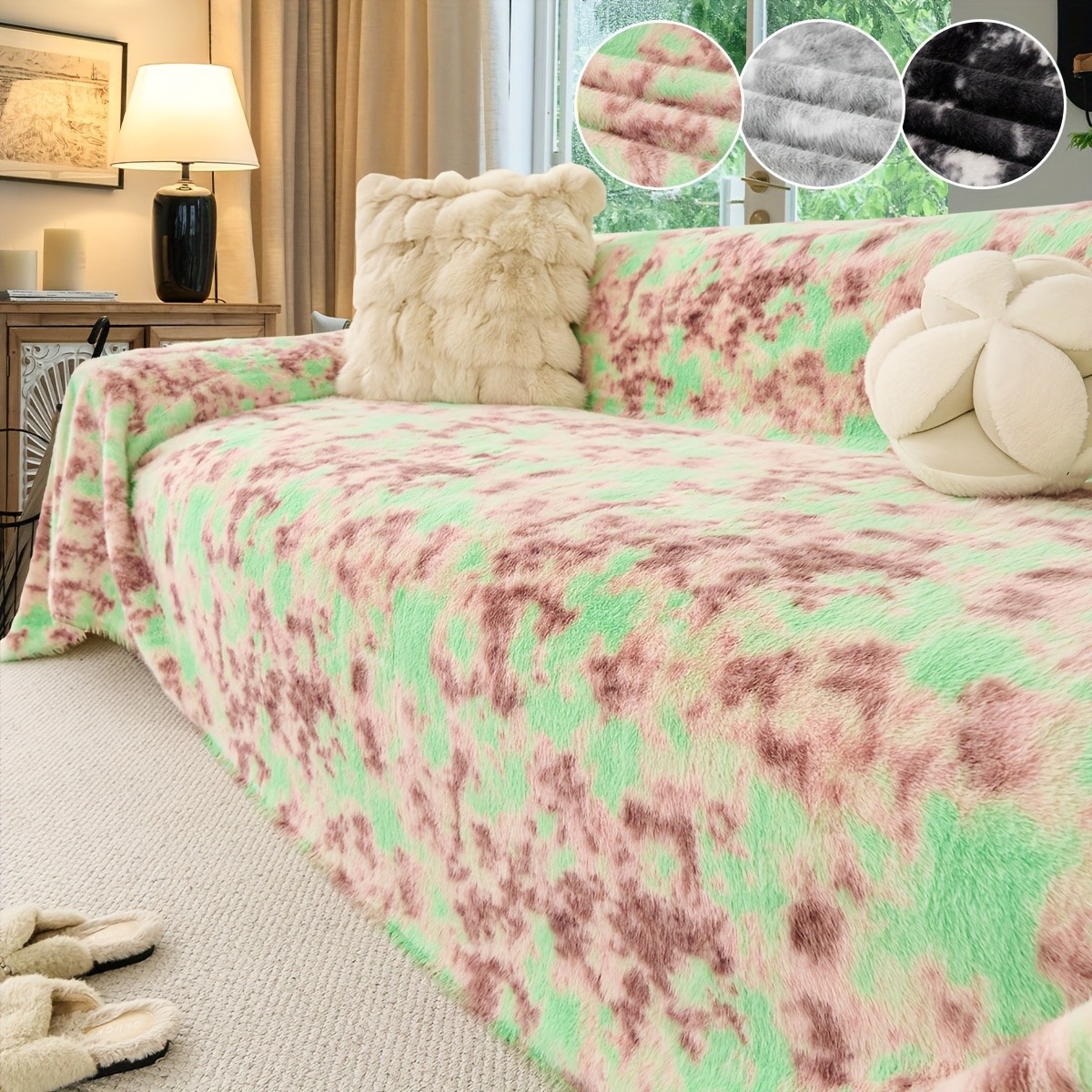 PJLZJFBY Faux Mink All-in-One Sofa Throw