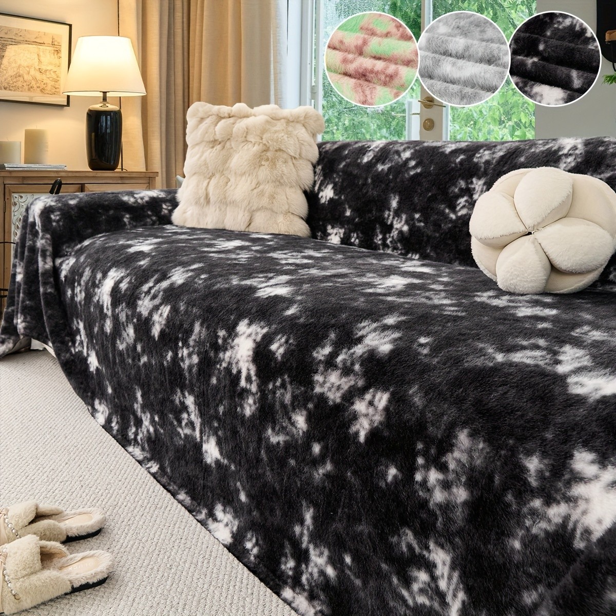 PJLZJFBY Faux Mink All-in-One Sofa Throw