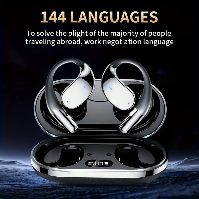 OKG AI Translation Headset Bone Conduction Technology, Real-Time Translation in 144 Languages, Intelligent Noise Cancellation