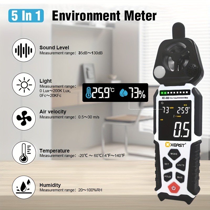 XEAST 2025 XE-368 5-in-1 Multifunctional Environment Meter