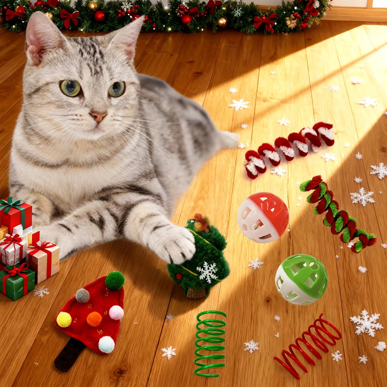HOOLYUK Christmas Cat Toy Set