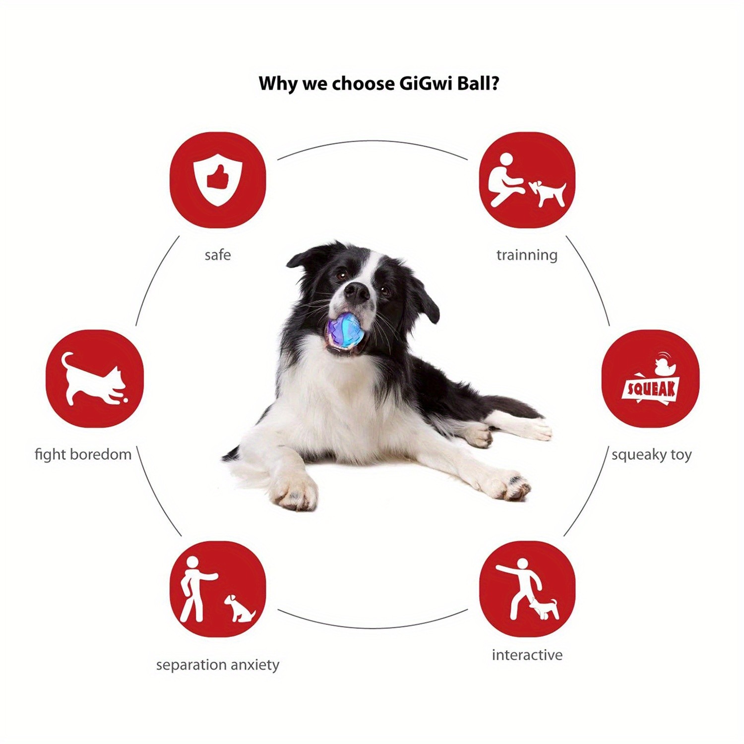 GiGwi 2pcs Indestructible Squeaky Dog Ball