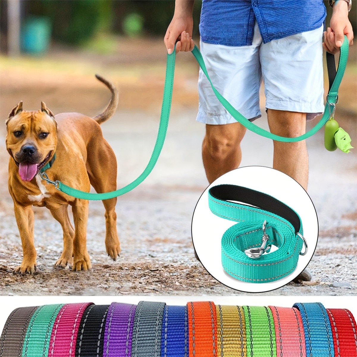 JOYTALE Heavy-Duty Double-Sided Reflective Dog Leash with Padded Handle & Snap Clip