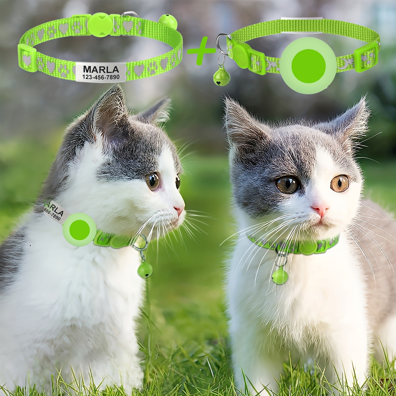 TAGME Set of 2 Personalized Cat Collars