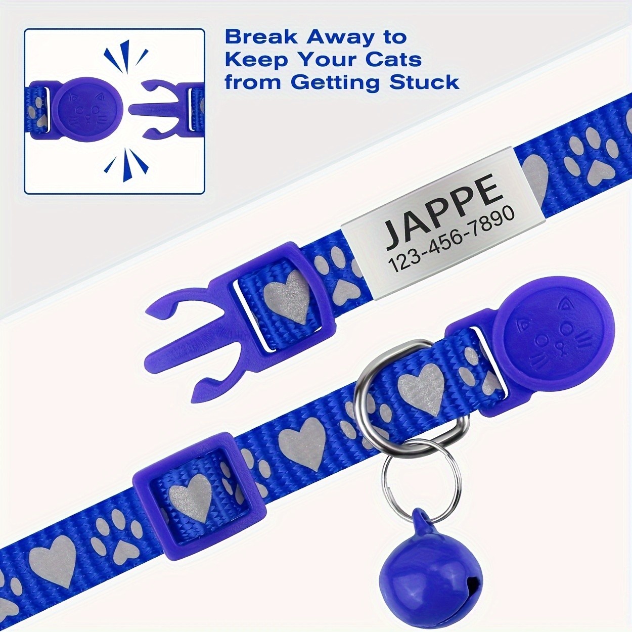 TAGME Set of 2 Personalized Cat Collars