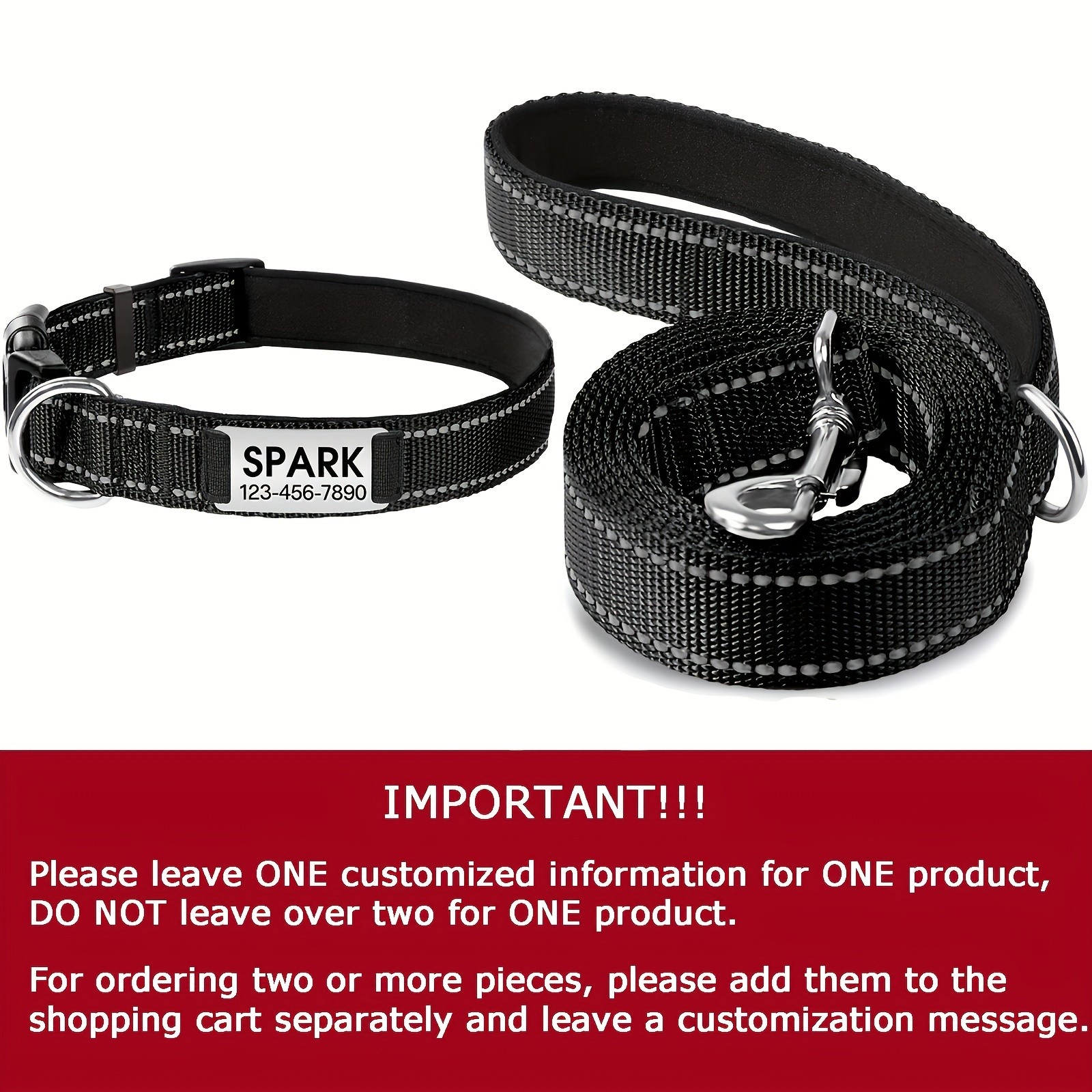 TAGLORY Dog Collar and Leash Set