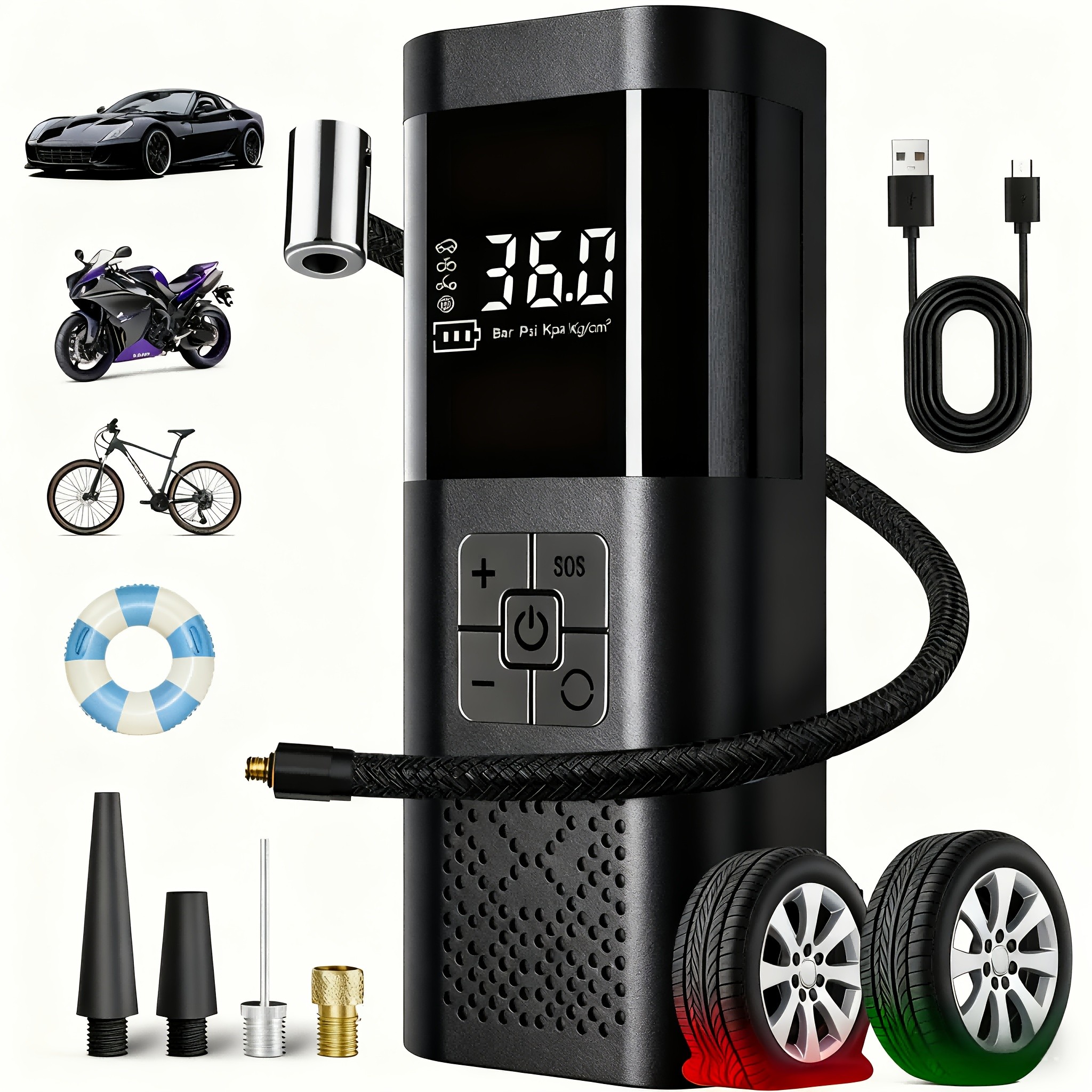 SERVOMASTER Smart One-Button Wireless Car Tire Inflator