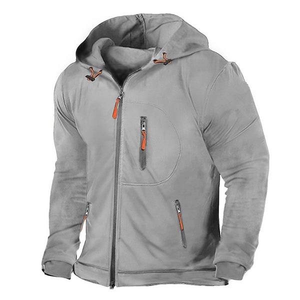 Men's Athletic Zip Hoodie - Loose Fit with Multiple Pockets for Sporty and Casual Wear
