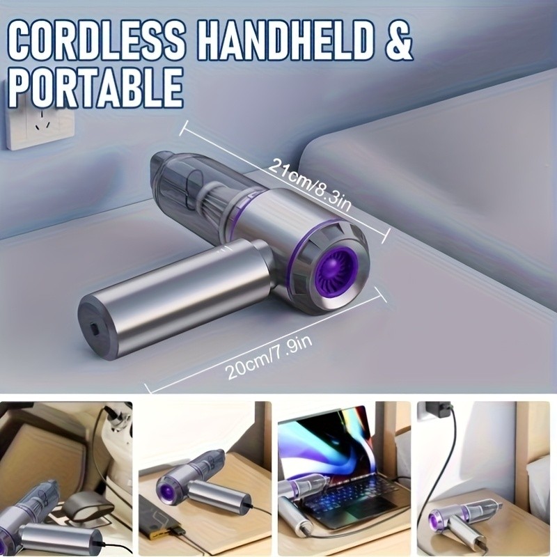 UTEK Portable Wireless High-Power Mini Vacuum Cleaner  4-in-1 Compressor and Blower for Office, Laptop, and Home Cleaning