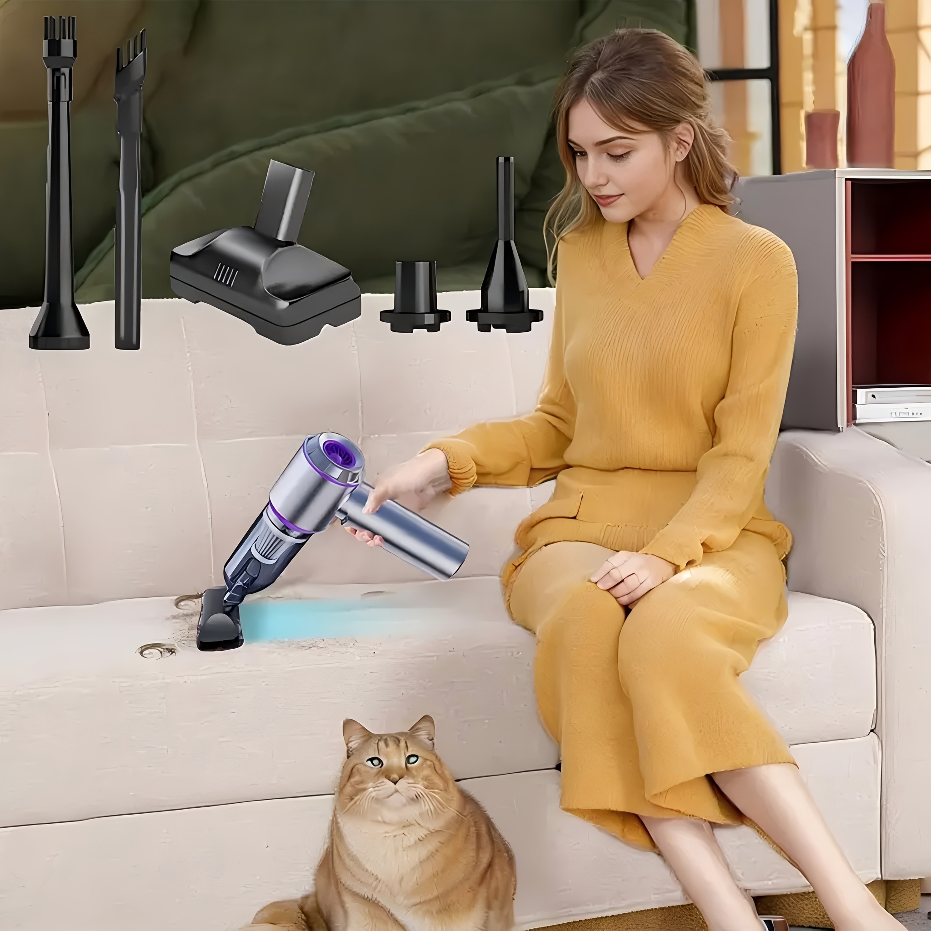 UTEK Portable Wireless High-Power Mini Vacuum Cleaner  4-in-1 Compressor and Blower for Office, Laptop, and Home Cleaning