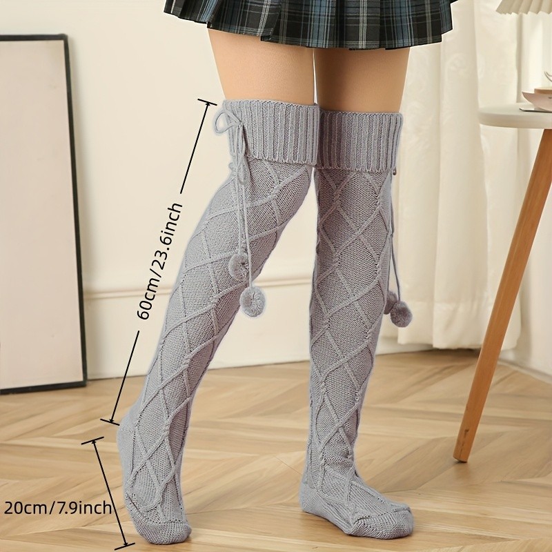 SPERMUOY Women's Thick Warm Over-the-Knee Socks with Ball Calf