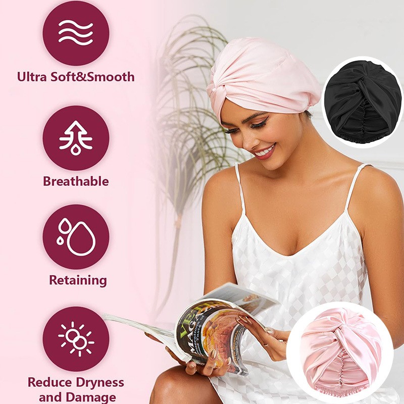 LONGKING Luxurious 100% Polyester Double Layer Hair Bonnet