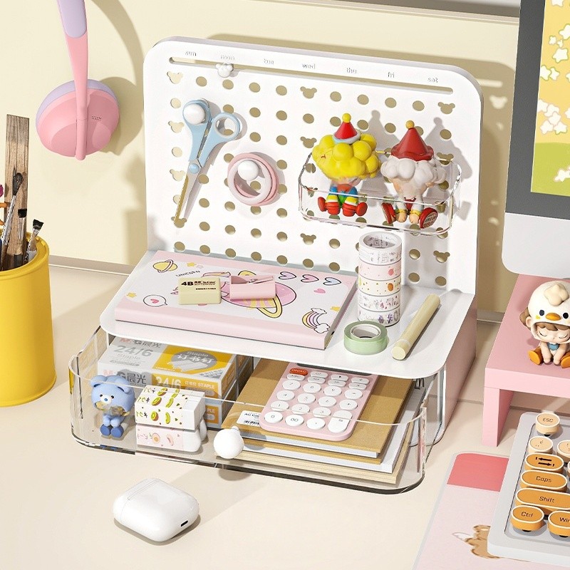 COIZYZZL Pegboard Storage Box with Hook-Drawer System