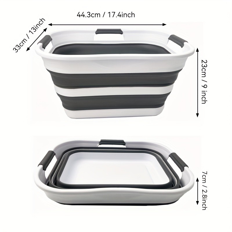 SAMMART 19L (5 Gallon) Classic Rectangle Collapsible Plastic Tub with 3 Handles