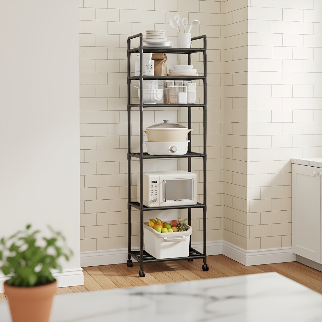 UDEAR Heavy-Duty Multifunctional Rolling Storage Shelf with Armrests