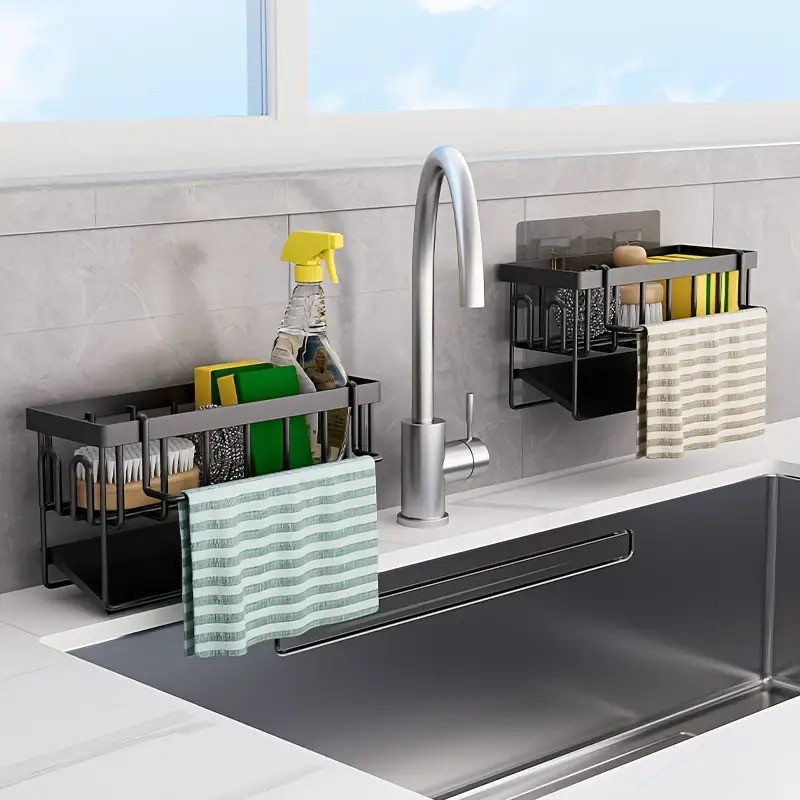 XHSGX Thick Multi-Functional Kitchen Sink Organizer with Towel Rack