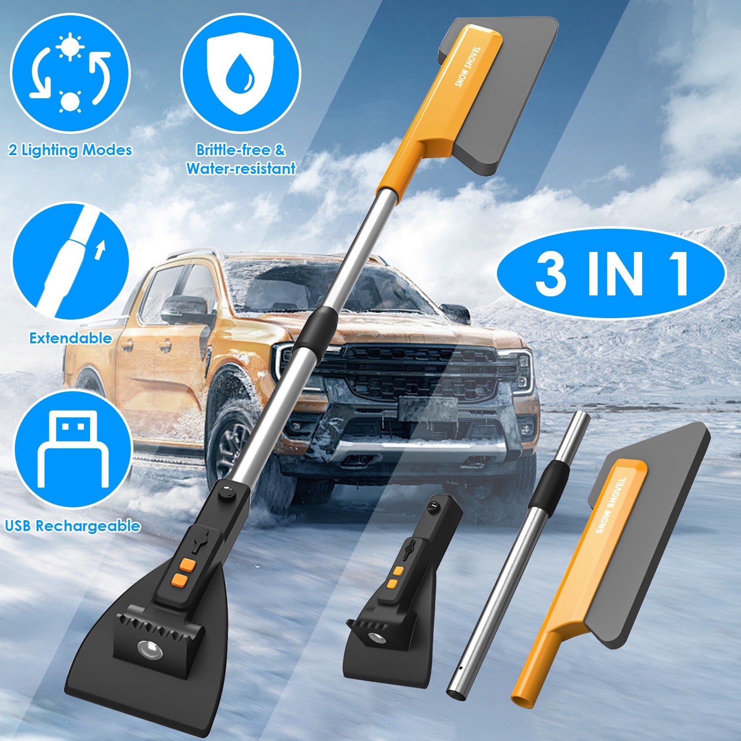 3-in-1 Extendable Snow Removal Tool  Ultimate Winter Solution
