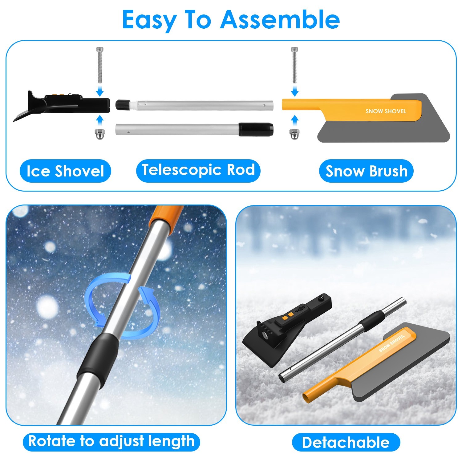 3-in-1 Extendable Snow Removal Tool  Ultimate Winter Solution