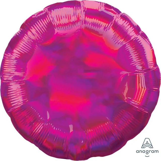 Balloon - 45cm Standard Holographic Iridescent Magenta Circle