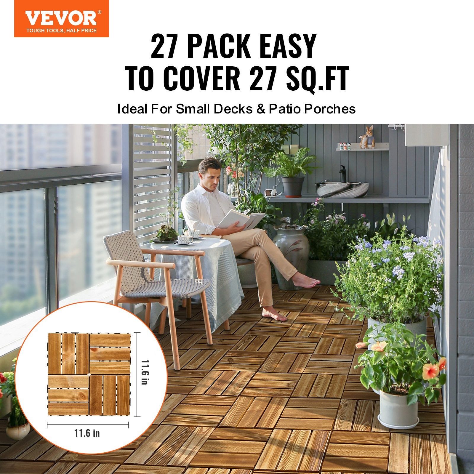 Wood Interlocking Deck Tile