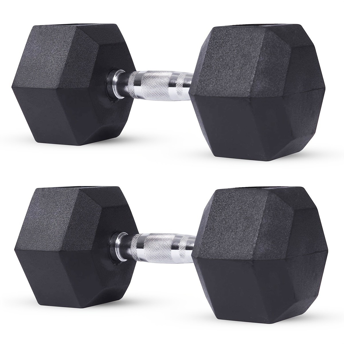Hexagonal Rubberized Dumbbells  Durable and Versatile Weight Training Equipment
