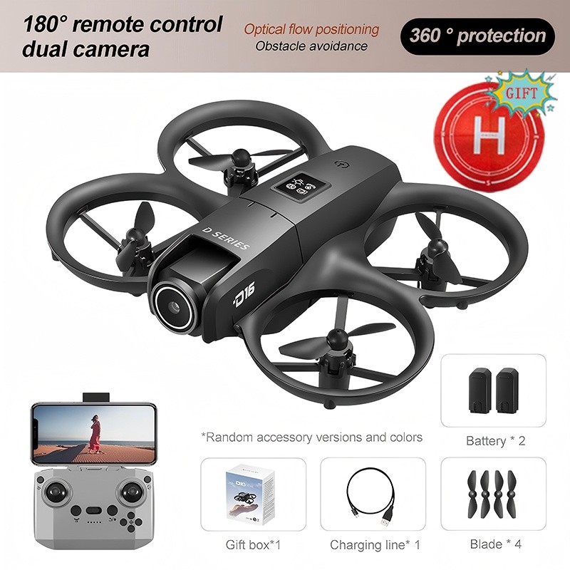 2025 New D16 Remote Control Mini Drone  Dual Cameras, Obstacle Avoidance, and Stunt Flip for Endless Fun