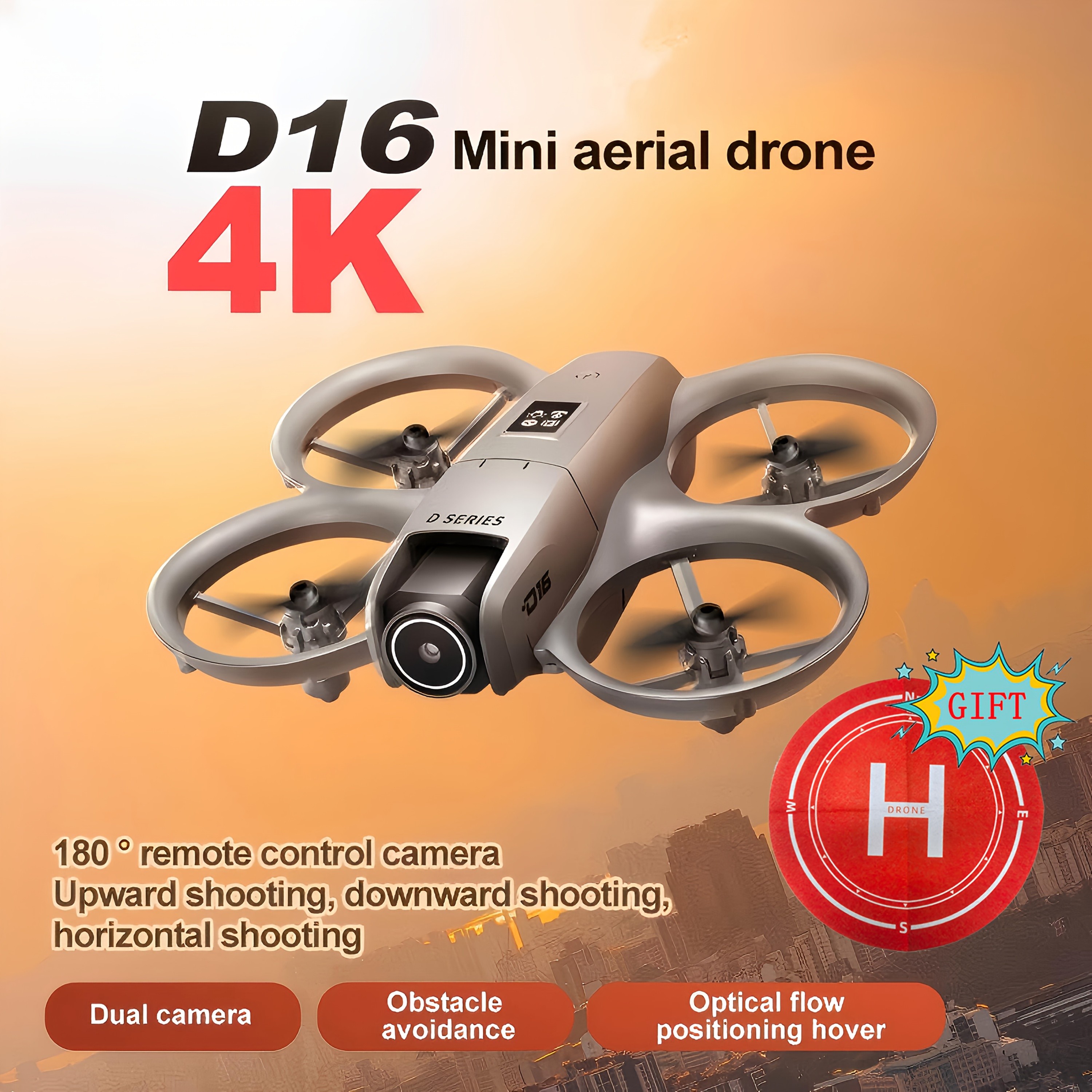 2025 New D16 Remote Control Mini Drone  Dual Cameras, Obstacle Avoidance, and Stunt Flip for Endless Fun