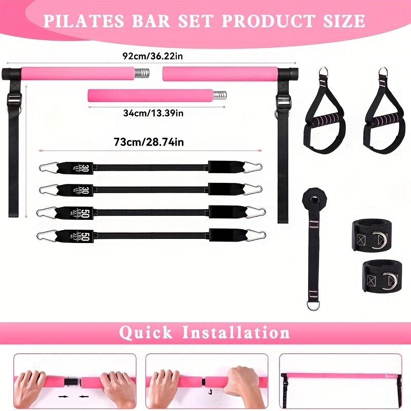 19pcs 3-Section Pilates Stick  Multi-Functional Fitness Equipment for Home Pilates and Yoga