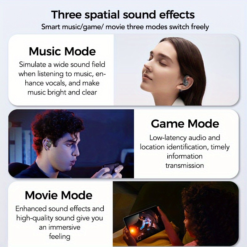 HTC NE11 Wireless Sports Earphones with LCD Smart Screen, Various Sound Effects, AI Intelligent Real-Time Translation, Wireless 6.0 Low Latency, Perfect for Gaming and Calls  Ear Hooks Never Fall Off, Comfortable and Stable Wearing, Suitable for Active L