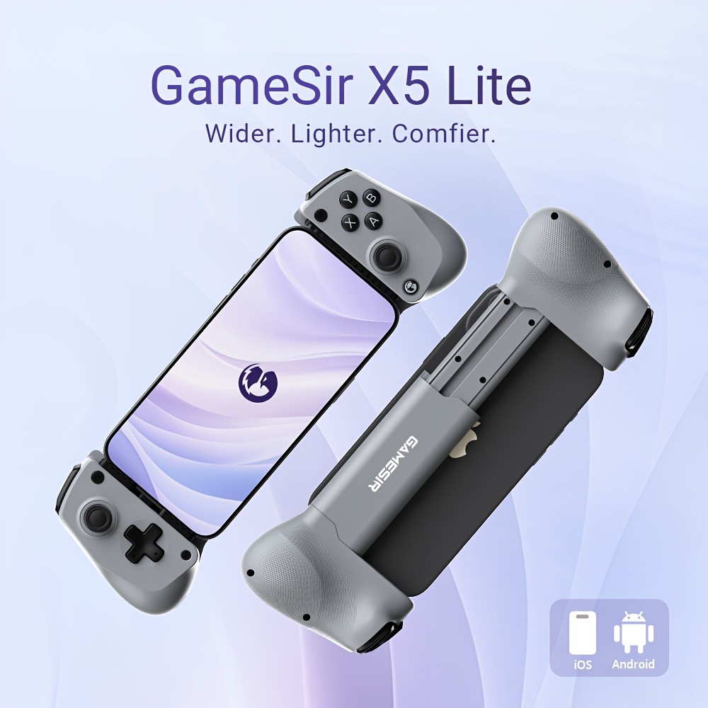 GameSir X5 Lite Mobile Gamepad | Hall Effect Sticks for FPS/MOBA, Ultra-Light 135g, Turbo Buttons, Pass-Through Charging, for iOS/Android, USB Connectivity - Grey