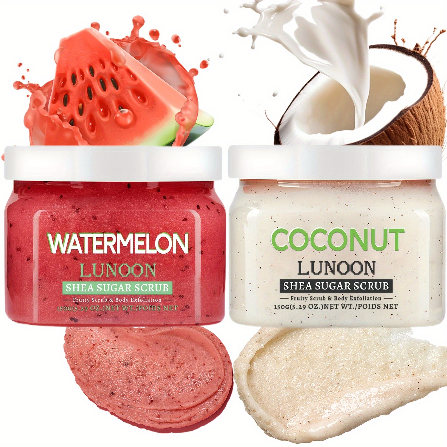 LUNOON Shea Sugar Body Scrub  Watermelon & Coconut Exfoliating Scrub