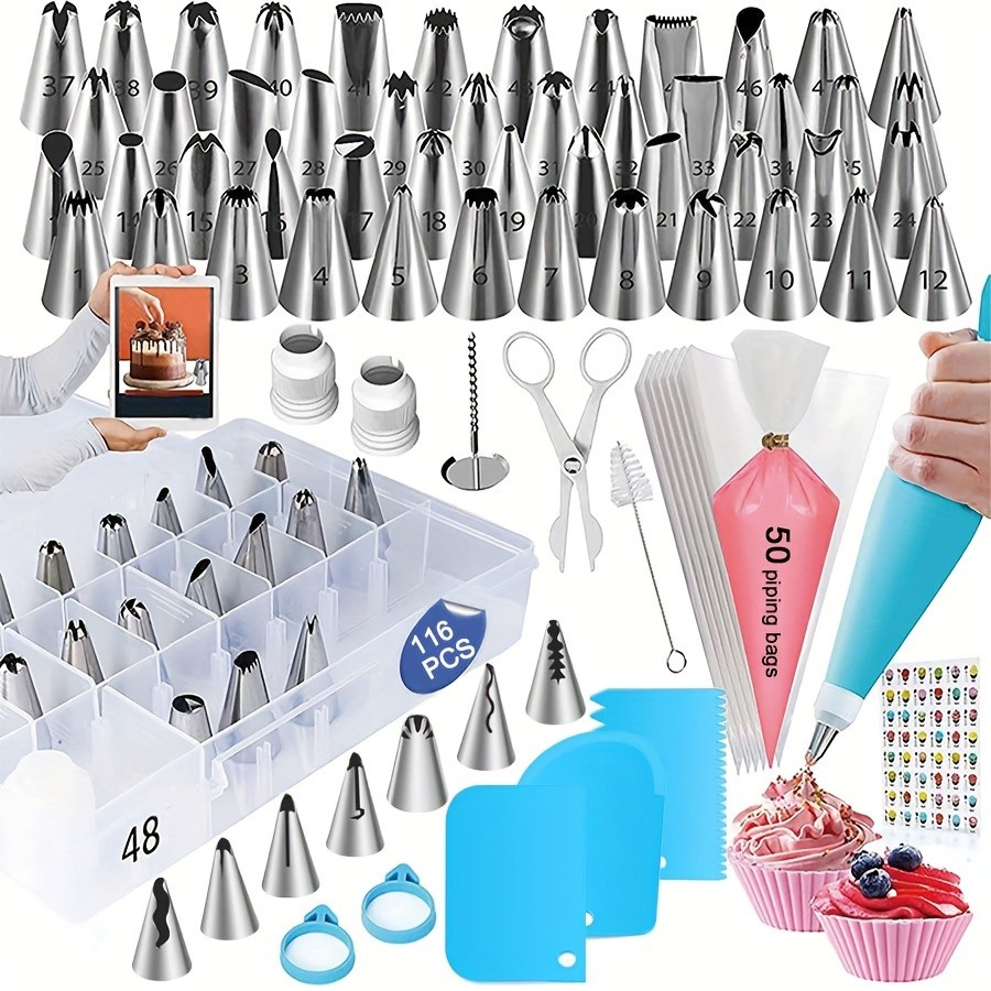 Professional Cake Decorating Piping Tips Kit  116-Piece Baking & Icing Set
