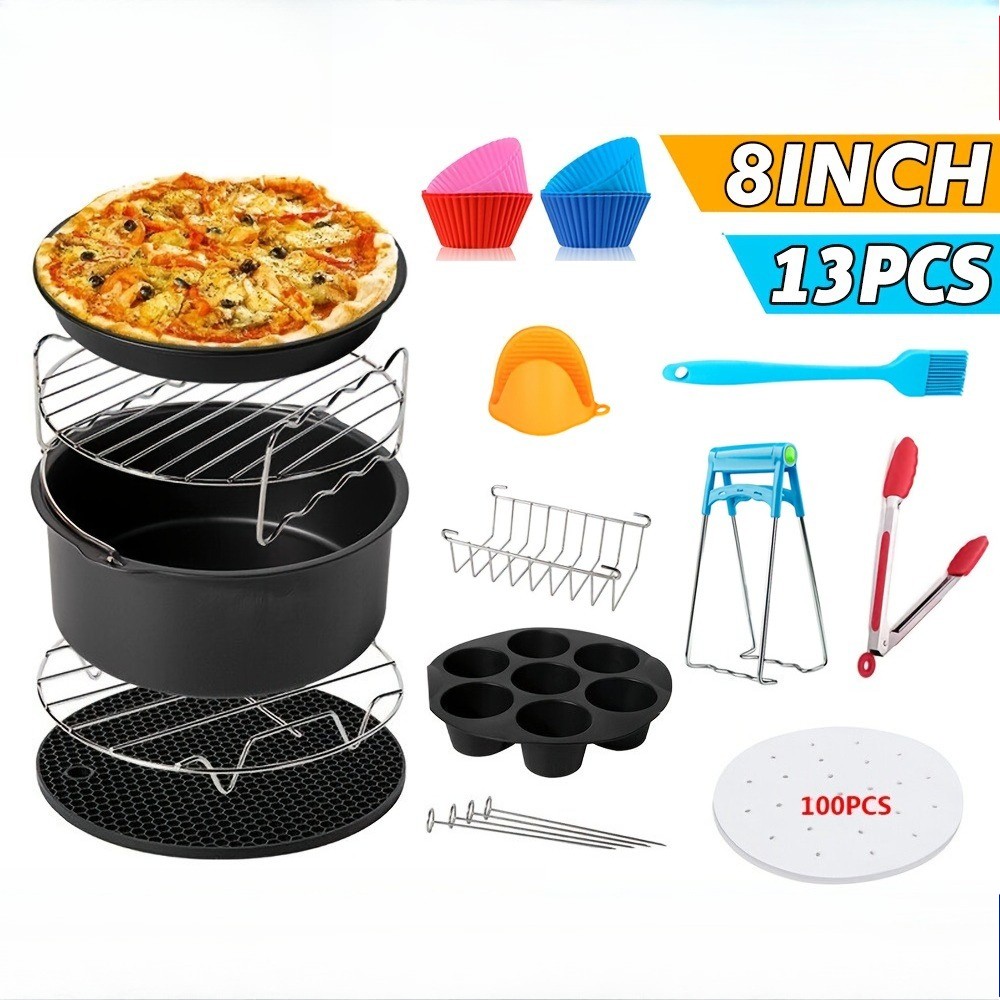 Air Fryer Accessories Set (8 Inch, 13 Pieces)  One Set, Endless Cooking Possibilities