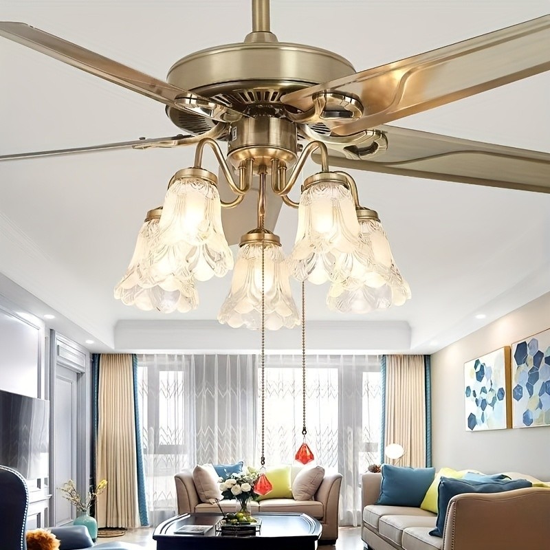 Ceiling Fan with Decorative Glass Light  Classic Comfort with Elegant Illumination