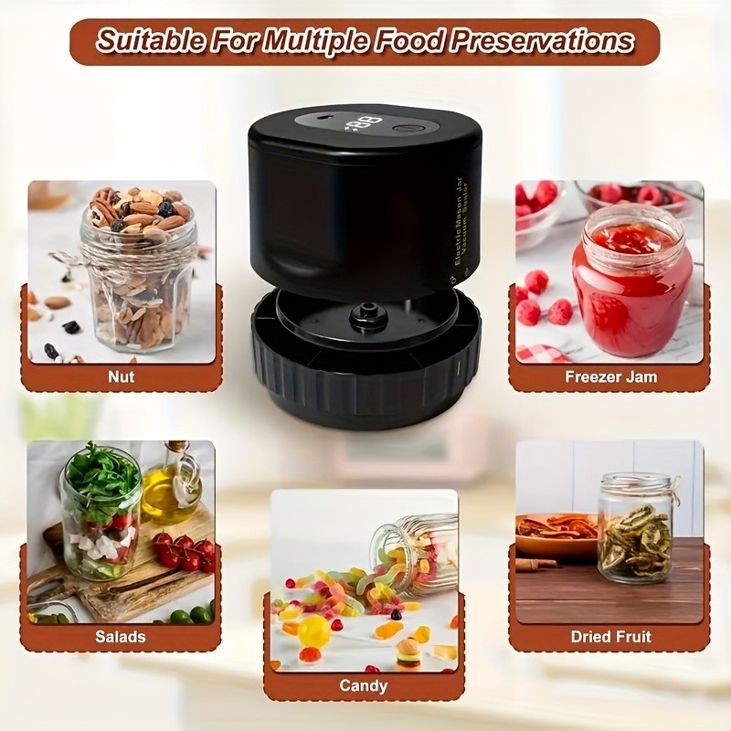 Electric Mason Jar Vacuum Sealer  Smart Sealing for Longer-Lasting Freshness