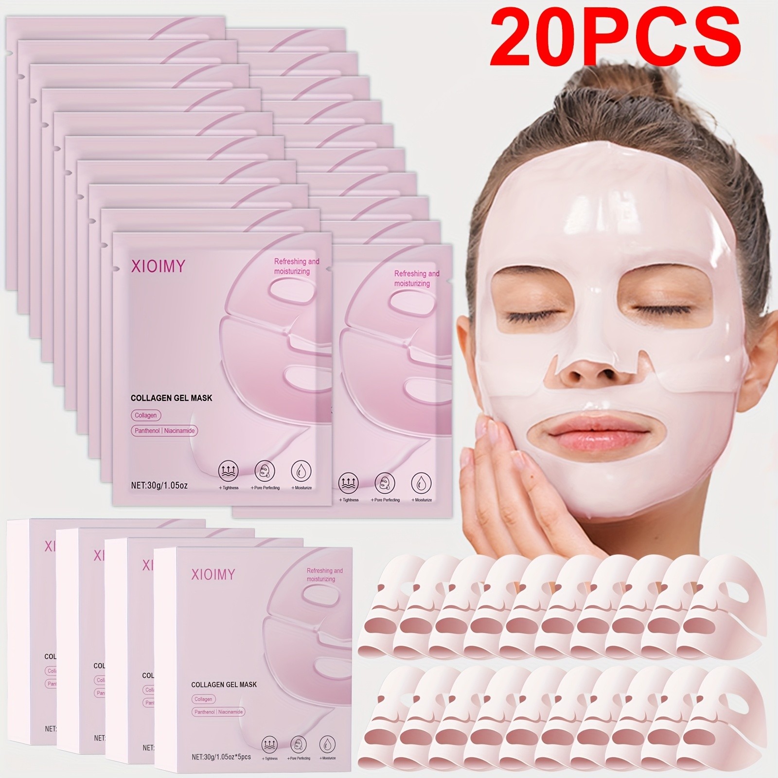 Collagen Gel Face Mask (20 PCS)  Intensive Hydration for Smooth, Radiant Skin