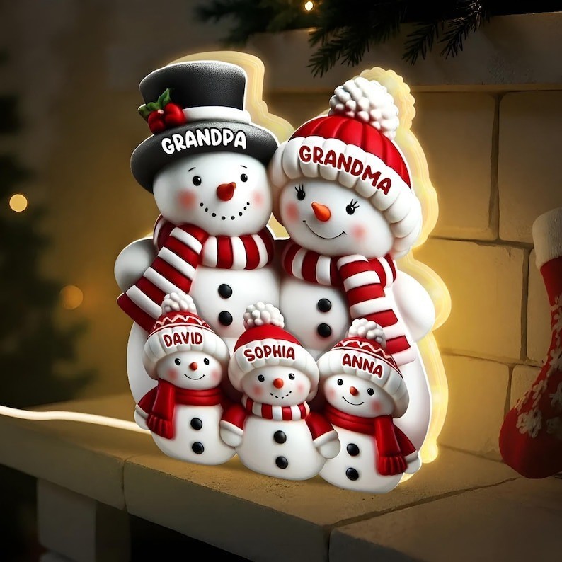 Snowman Family Acrylic Light Box