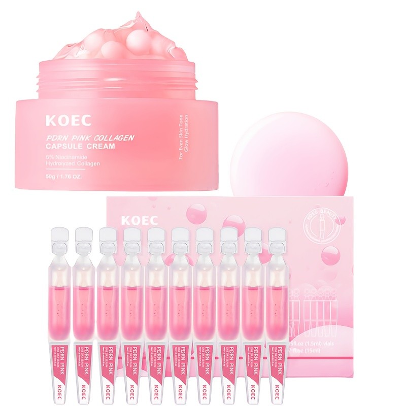 KOEC PDRN Pink Collagen Capsule Cream & Ampoule Set  Intensive Repair, Firming & Glow Care