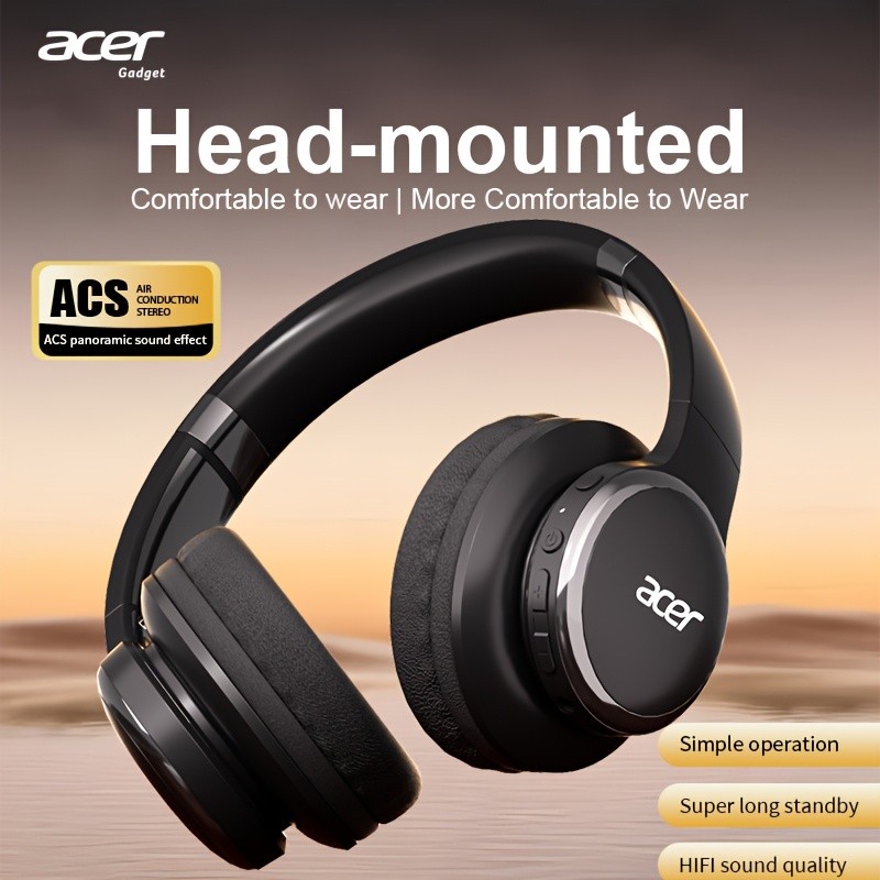 Acer Head-Mounted Wireless Headphones  Comfortable Fit with HiFi Sound Quality