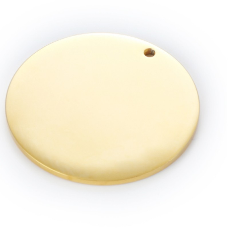 Mirror-Polished Stainless Steel Round Disc Dog Tag Charm Pendant