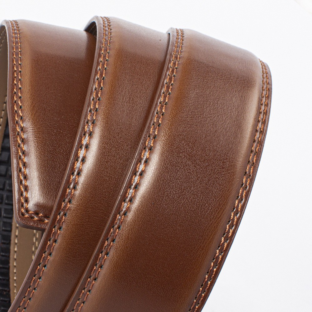 Leather Ratchet Belt with Adjustable Buckle